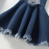 Kid Baby Girl Summer Plain Letter Ripped Flared 3 Pcs Sets