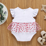 Baby Girl Valentine's Day Fart Red Heart Crawling Rompers