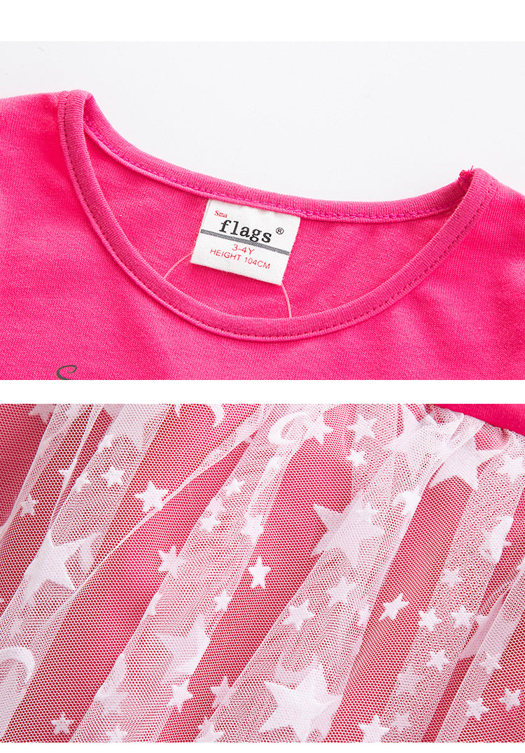 Kid Baby Girl Unicorn Star Cartoon Gauze Dresses