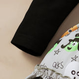 0-18M Baby Girls Spring Autumn Halloween Alphabet Print Halter 2 Pcs Sets