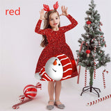 Kid Baby Girl Long Sleeve Round Neck Christmas Print Dress