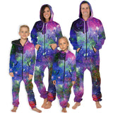 Family Matching Star Digital Print Fashion Zipper Long Sleeve Pajamas