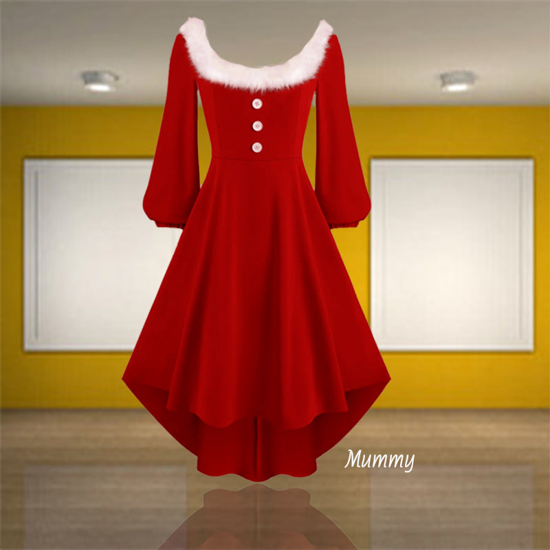 Family Matching Mother-daughter Velvet Square Collar Party Dress