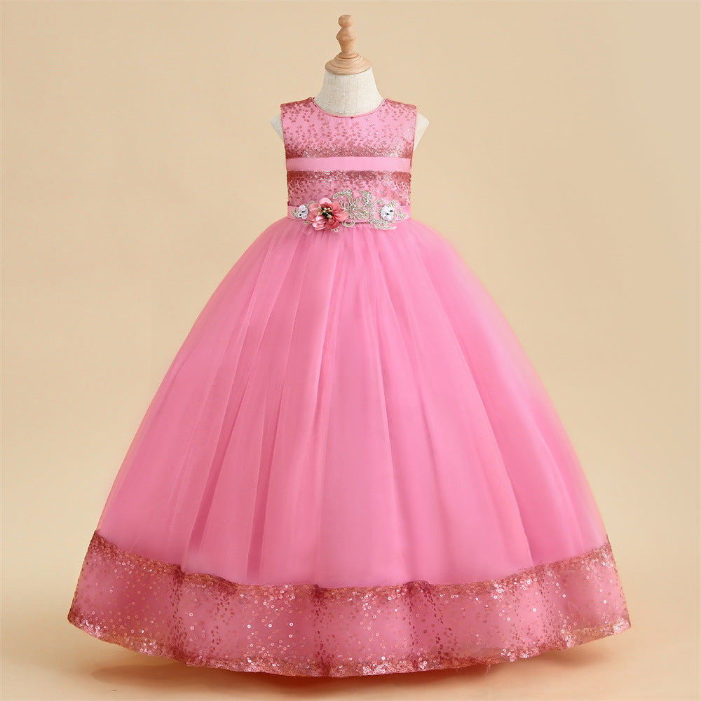 Kid Girl Princess Peng Gauze Piano Playing Dresses