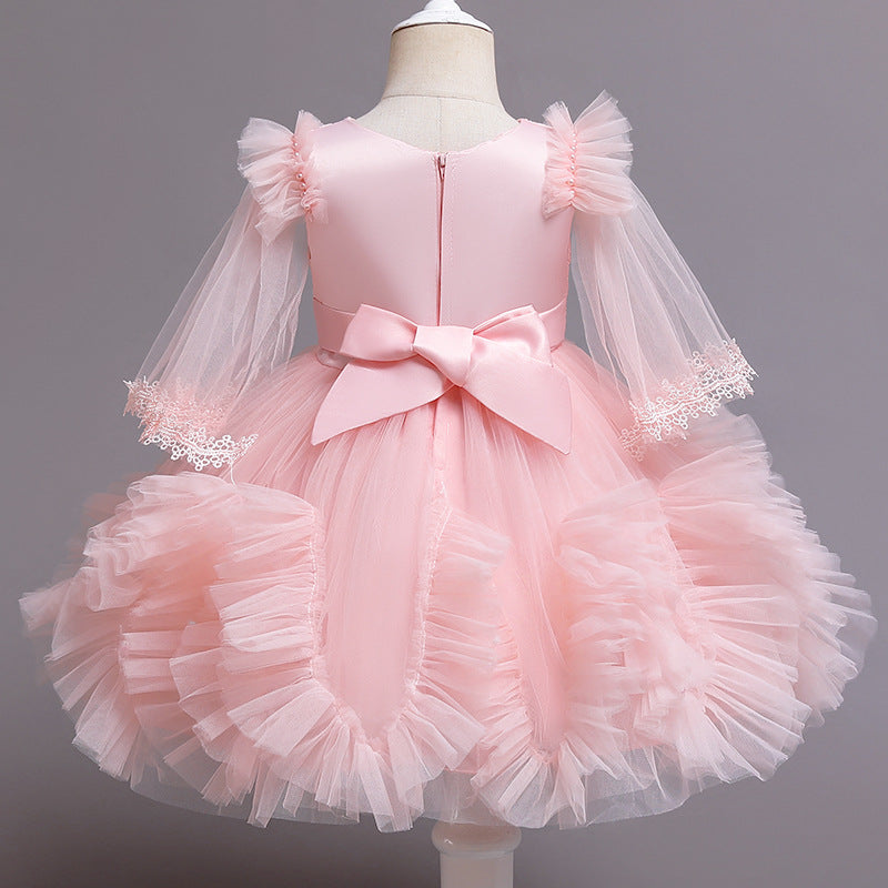 Baby Girl Princess Piano Performance Gauze Pompous Flower Dress