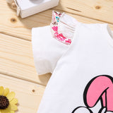 Baby Kid Girl Easter Bunny Floral Letter Flying Sleeves Braces Sets 2 Pcs
