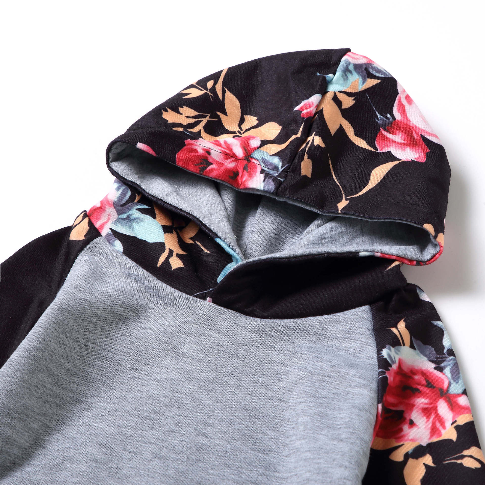 Family Matching Mother-daughter Floral-printed Black Dress