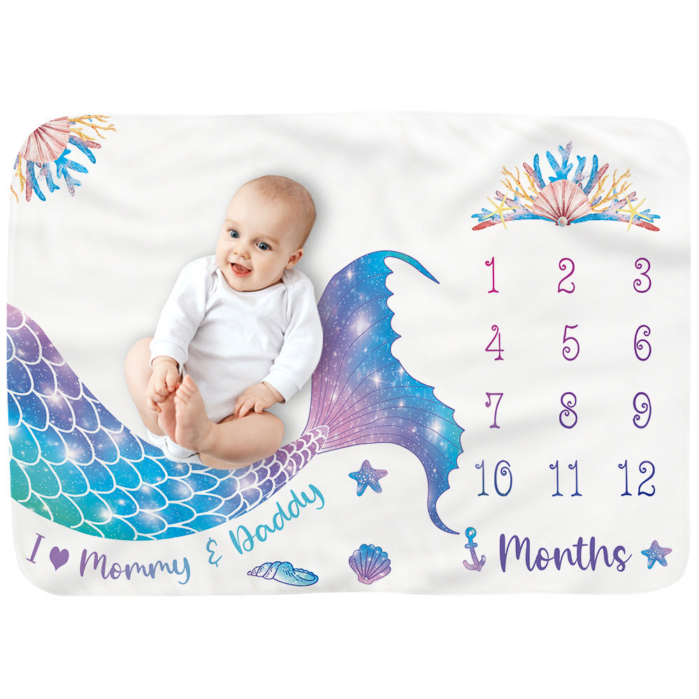Baby Monthly Record Growth Milestone Blanket Flannel Floral Pajamas