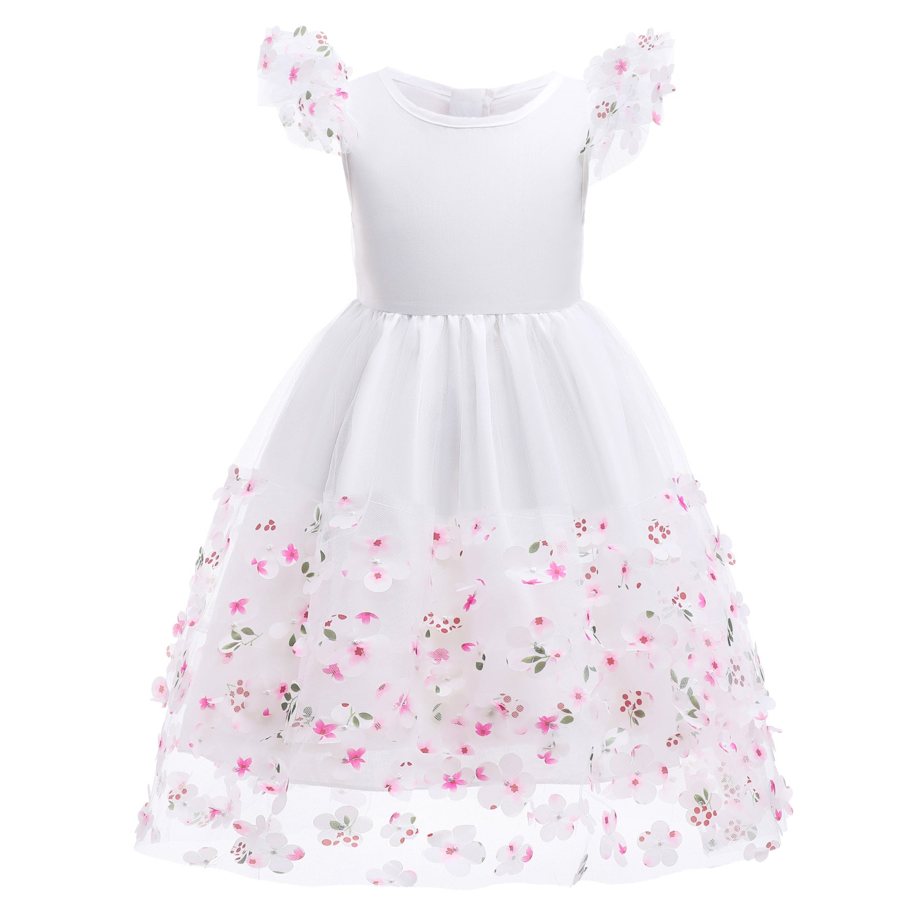 Kid Baby Girls Summer Embroidery Mesh Flower Princess Dresses