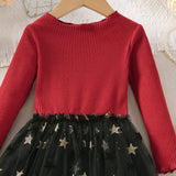 Kid Girl Gauze Spring Autumn Five-pointed Star Princess Dress