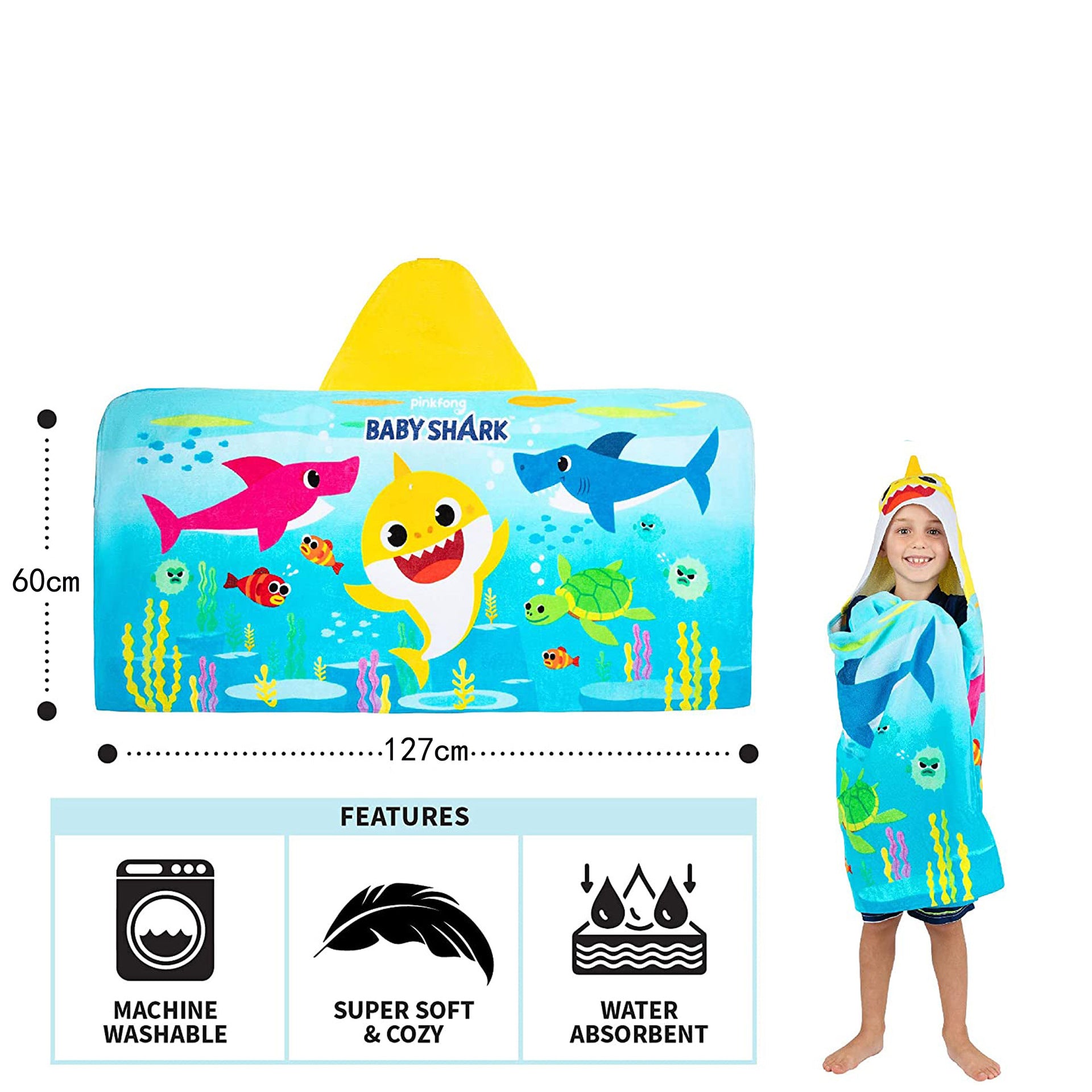 Kid Baby Hooded Poncho Bathrobe Towels Bath Quick Dry Absorbent Pajamas