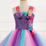 Mesh Kid Girl Flower Tutu Festival Unicorn Ballet Princess Tutu Dress