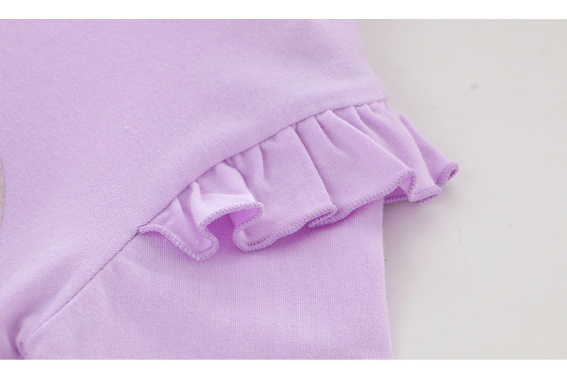 Kid Baby Girls Long-sleeved Autumn Westernized Round Neck Shirt