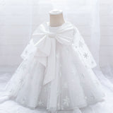 Kid Baby Girl Christmas Snowflake Princess Bow Puffy Dress