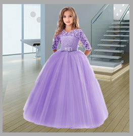 Kid Girl Princess Bow Party Formal Dress