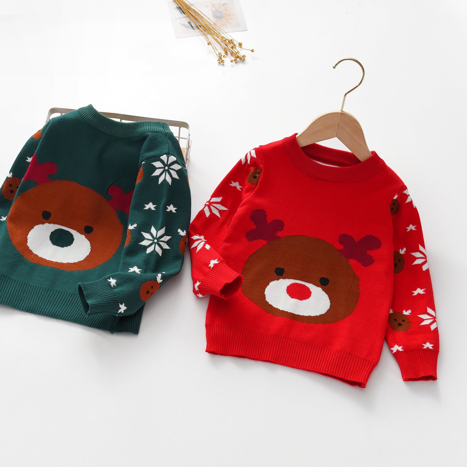 Kid Baby Girl Knit Pullover Autumn Christmas Jacquard Sweater