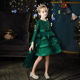Kid Girl Flower Birthday Wedding Princess Long-sleeved Performance Dresses