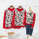 Family Matching Parent-child Hoodie Christmas Print Round Neck Shirts