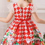 Kid Baby Girl Santa Claus Snow Forge Printed Cotton Christmas Dresses