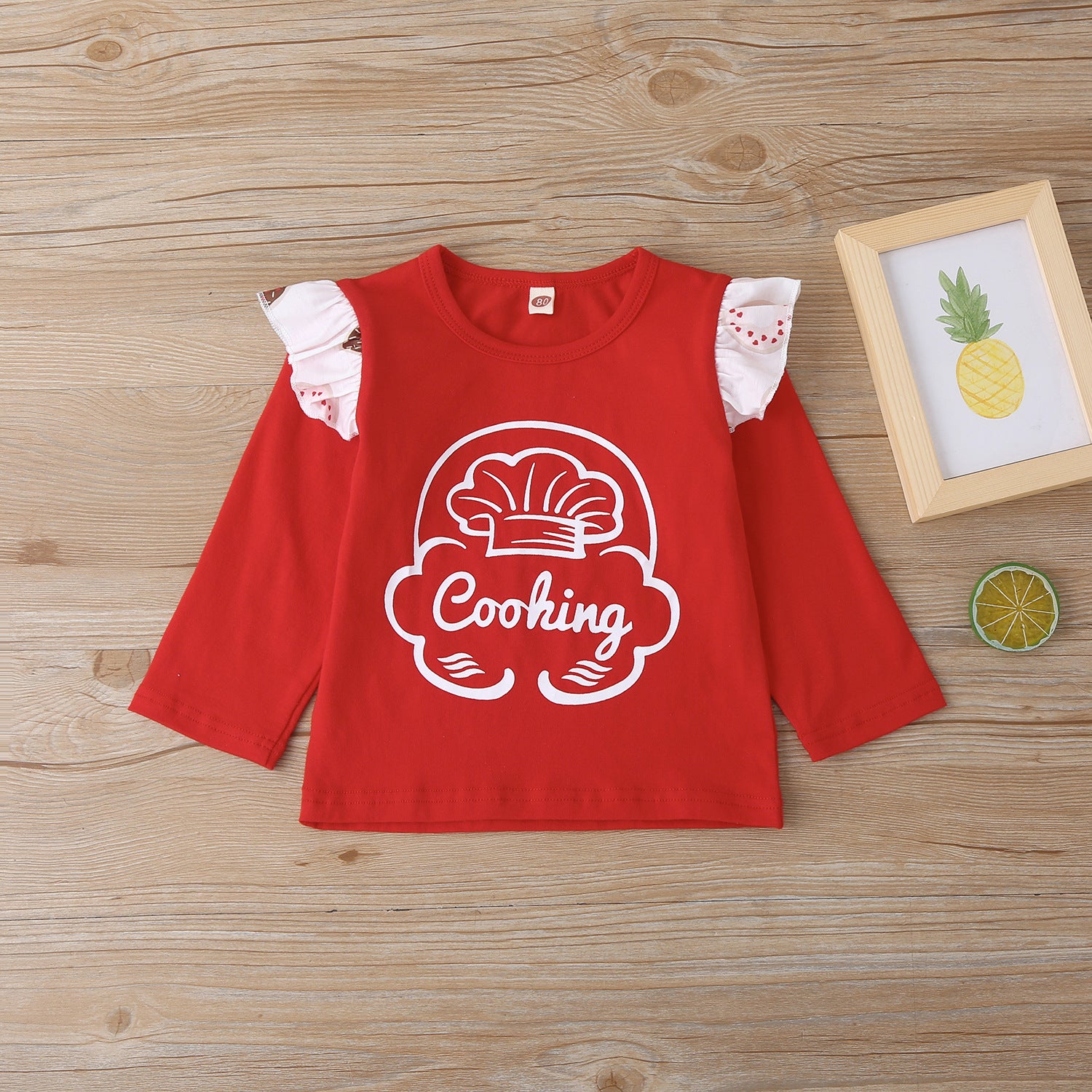 Baby Girl Suit Valentine's Day Printed Red Cotton 2 Pcs Sets
