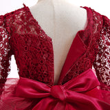 Kid Baby Girl Long Sleeved Sequins Gauze Puffy Princess Dress