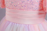 Kid Gir Princess Mesh Gauze Wedding Bubble Sleeve Piano Long Dresses