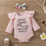 Baby Girl Suit Stripe Long Sleeve Letter Embroidered Flower 3 Pcs Sets
