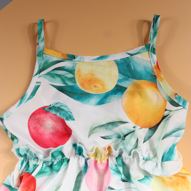 Family Matching Mother-daughter Lovely Print Summer Holiday Dresses