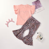 Girl Suit Love Valentine's Day Short Sleeve Leopard Print 2 Pcs Sets