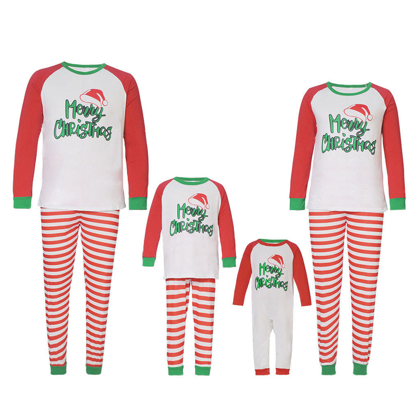 Family Spring Autumn Striped Christmas Pajamas Set