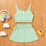 Kid Baby Girl Solid Fashion Summer Ins 2 Pcs Set