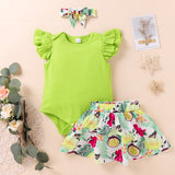Baby Girls Flying Sleeves Round Collar Ins Fashion 3 Pcs Set
