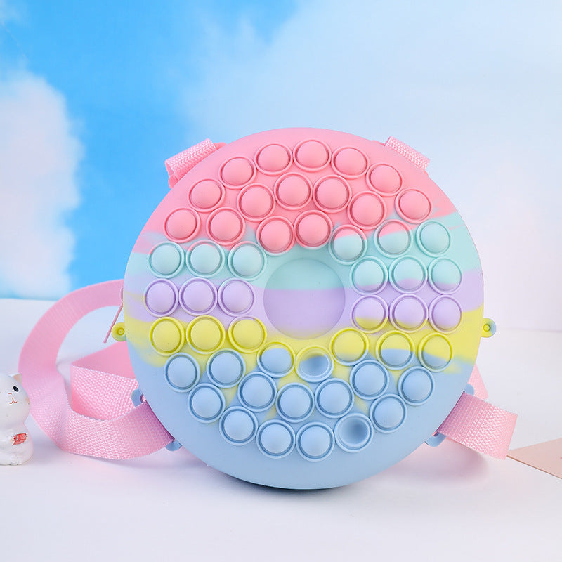 Kids Cartoon Backpack Change Purse Cute Doughnut Silicone Bag