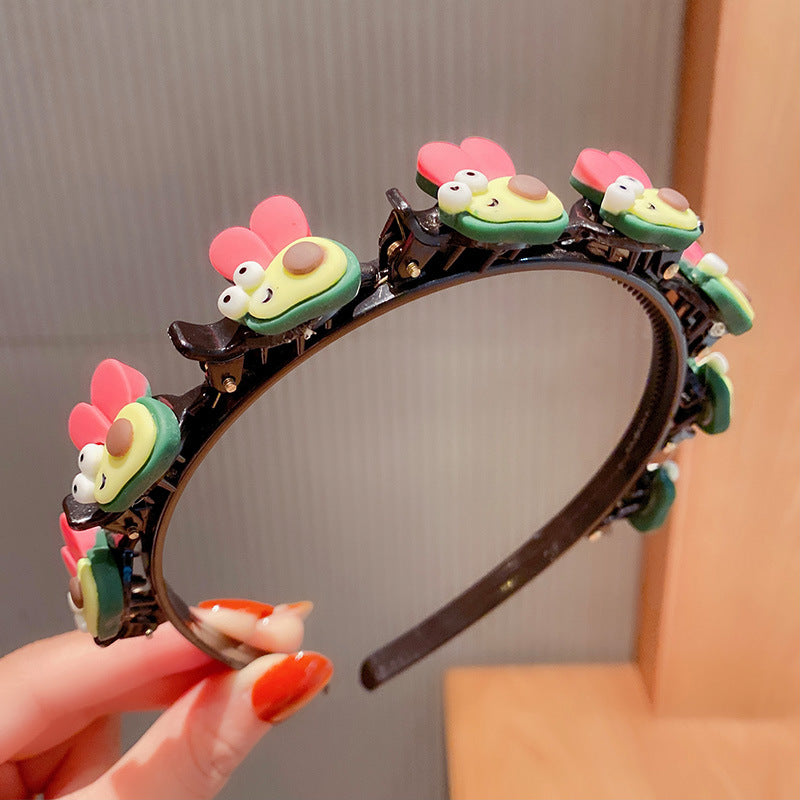 Kid Girl Braided Headband Clip Cute Cartoon Headwear