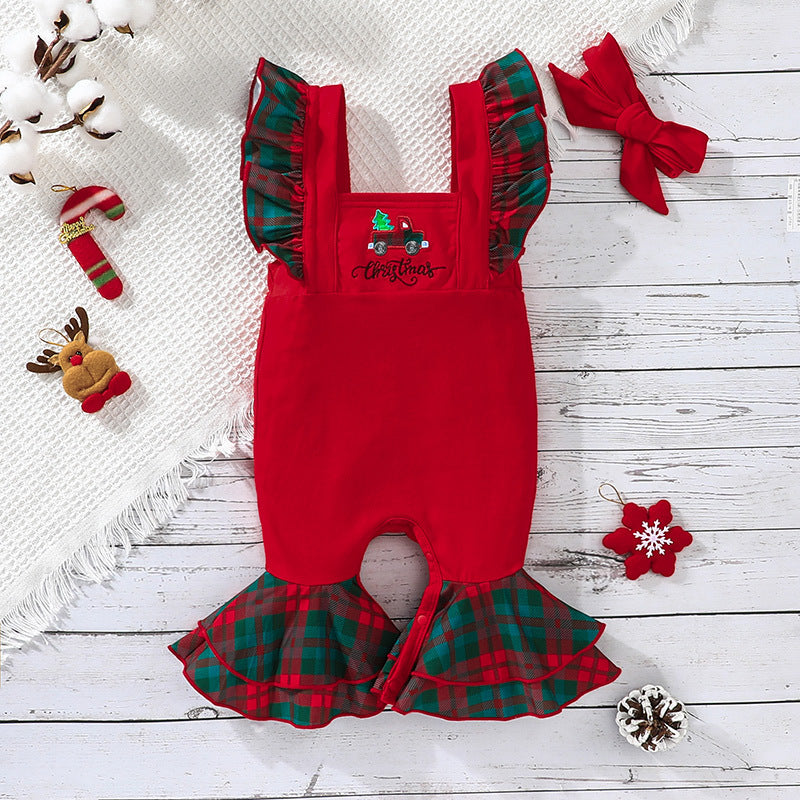 Baby Girl Sleeveless Jumpsuit Christmas Long Legs Pants
