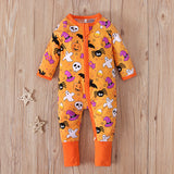 Baby Boy Long Sleeved Climbing Halloween Double Zipper Rompers