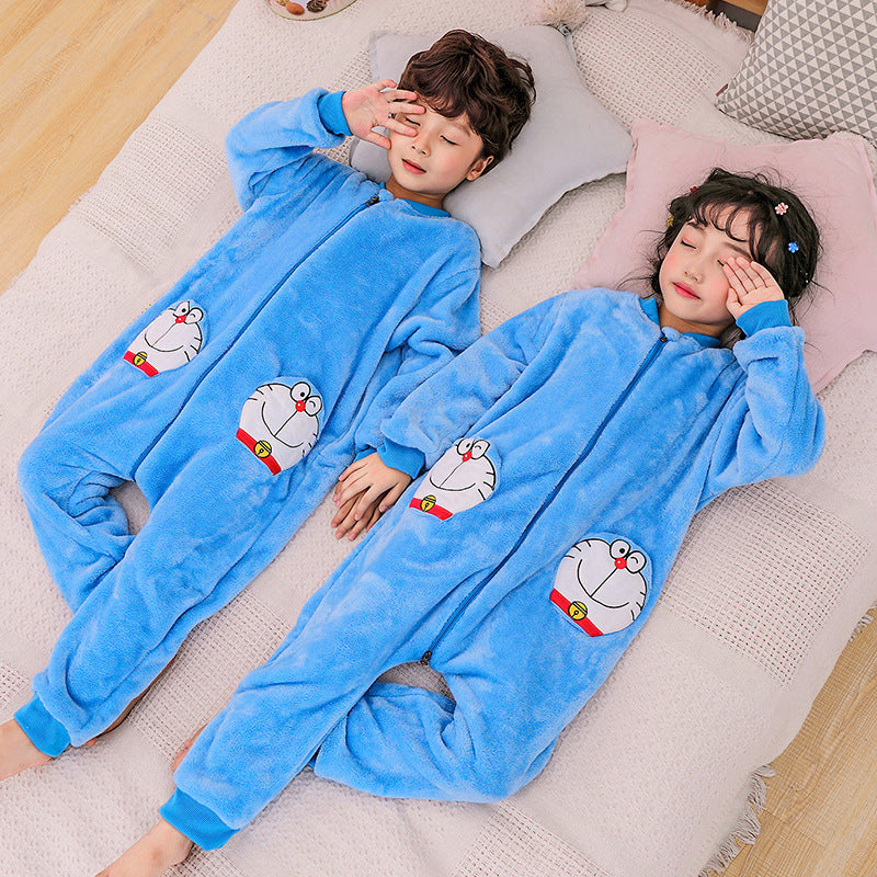 Kid Boy Girl Flannel One-piece Pajamas Warm Animal Winter Home Wear