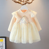 6M-5Y Girl Boutique Autumn Winter Fluffy Casual Dress