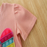 Kid Baby Girls Suit Summer Hole Stripe Bow Jeans 2 Pcs Sets