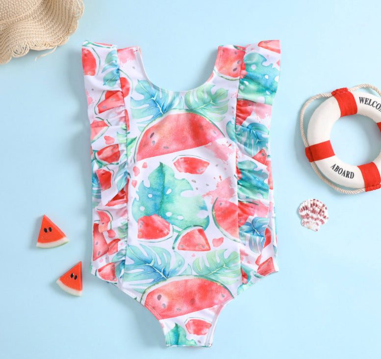 Kid Girls Summer Beach Wind One-piece Swimsuits