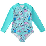 Kid Girls Swimsuit One-piece Long-sleeved Unicorn Cartoon Swimwear