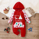Baby Girl Boy Christmas Long Sleeve Hooded Long Climb Rompers