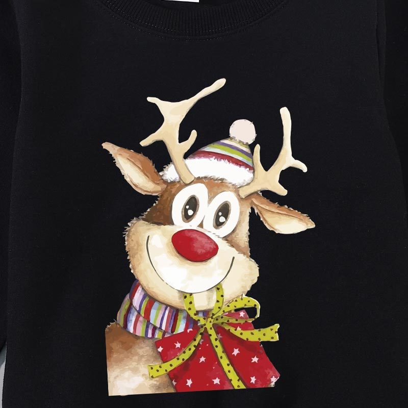 Family Matching Autumn Warm Cartoon Scarf Elk Cute Christmas Hoodie