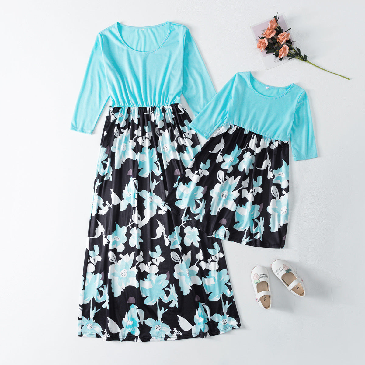 Family Matching Parent-child Mother Daughter Stitching Dress