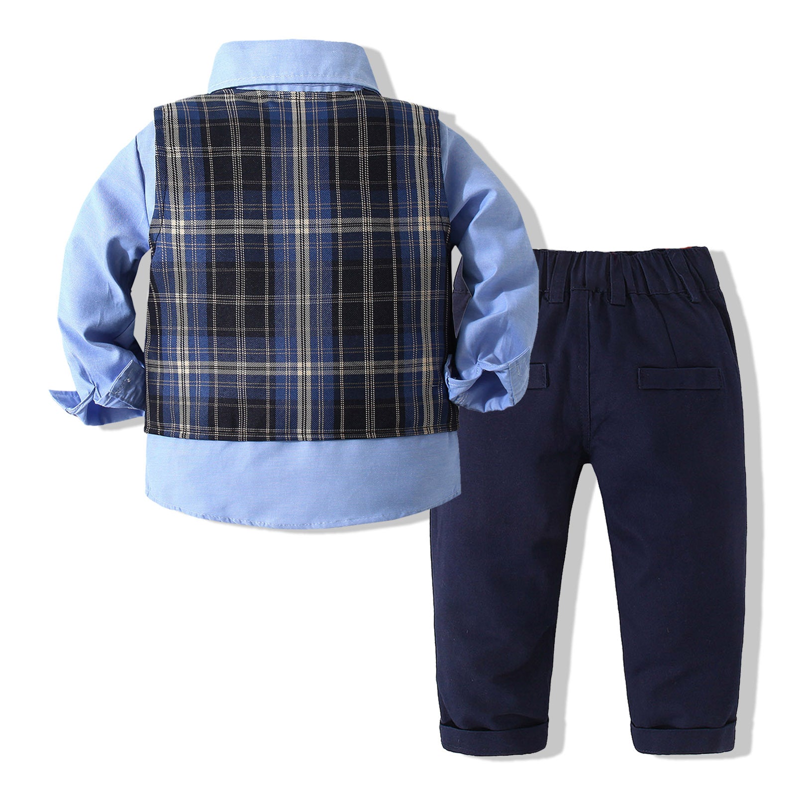 Kid Baby Boy Banquet Plaid Suits 2 Pcs Sets