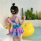 Kid Baby Girl Gauze One-piece Mermaid Swimsuit