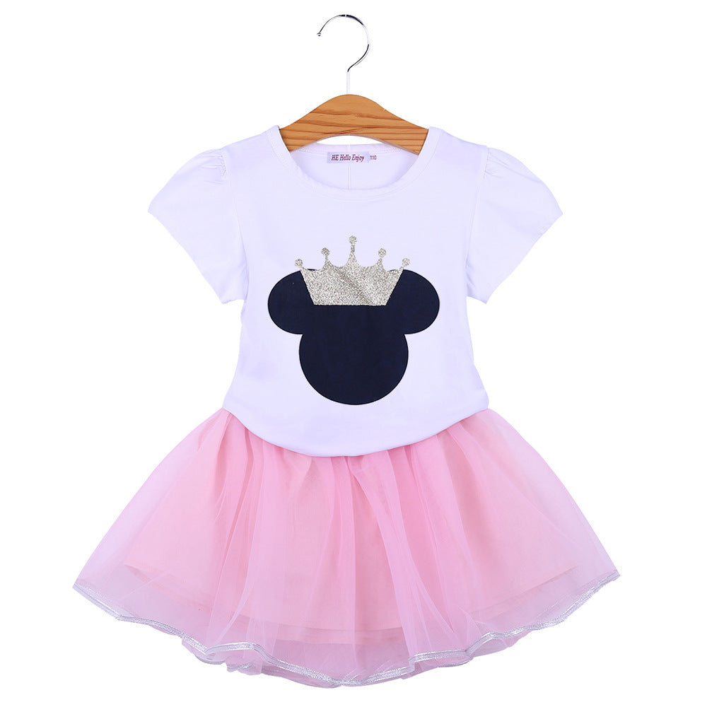 Kid Baby Girls Summer Cartoon Short Sleeve 2 Pcs Sets