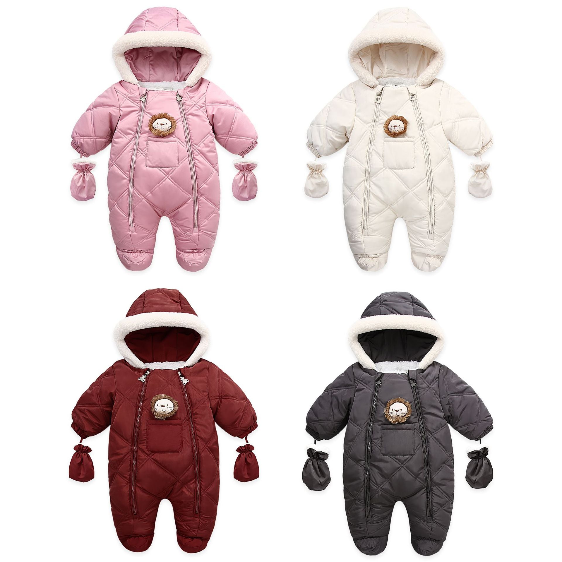 Thick Warm Infant Baby Jumpsuit Hooded Fleece Winter Autumn Overalls Romper