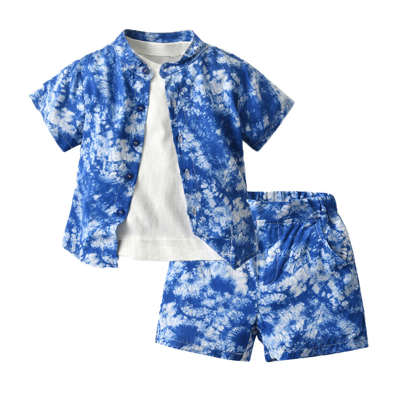 Kid Baby Boy Multicolor Loose Shorts Tie-dyed 3 Pcs Set