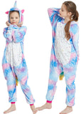 Kid Girl Flannel Home Cartoon Animal Stars Horses One-piece Pajamas